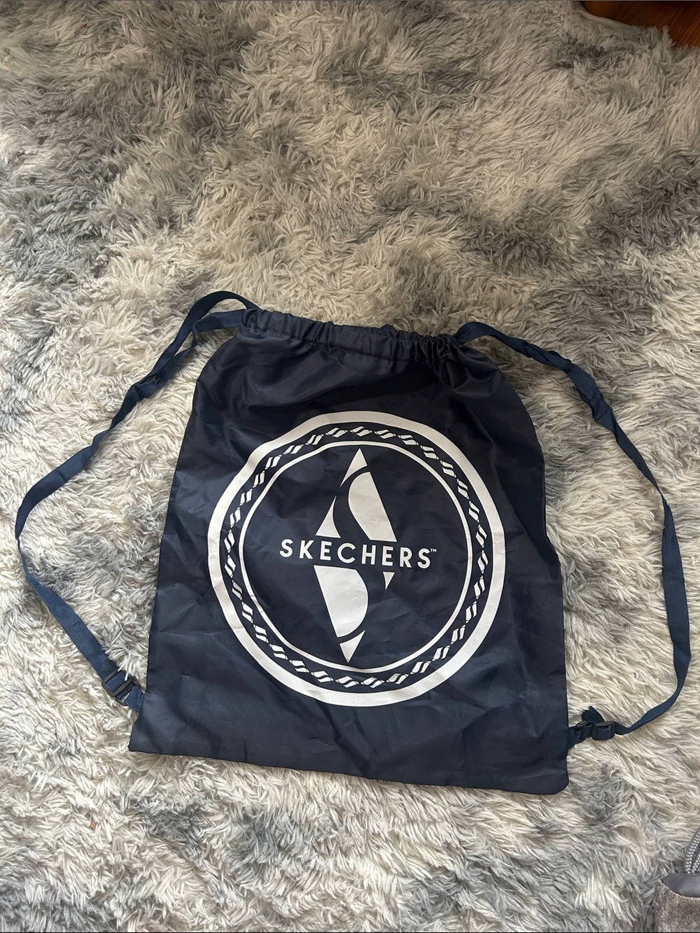 🆕 Skechers Navy Blue Drawstring Gym Backpack with White Logo